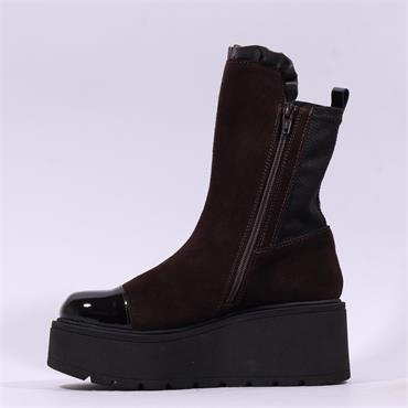 Marco Moreo Vale Frill Toecap Ankle Boot - Brown Suede